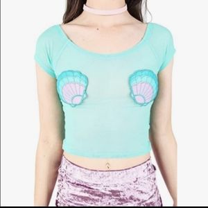 Nwt Iron Fist mermaid for life mesh crop top